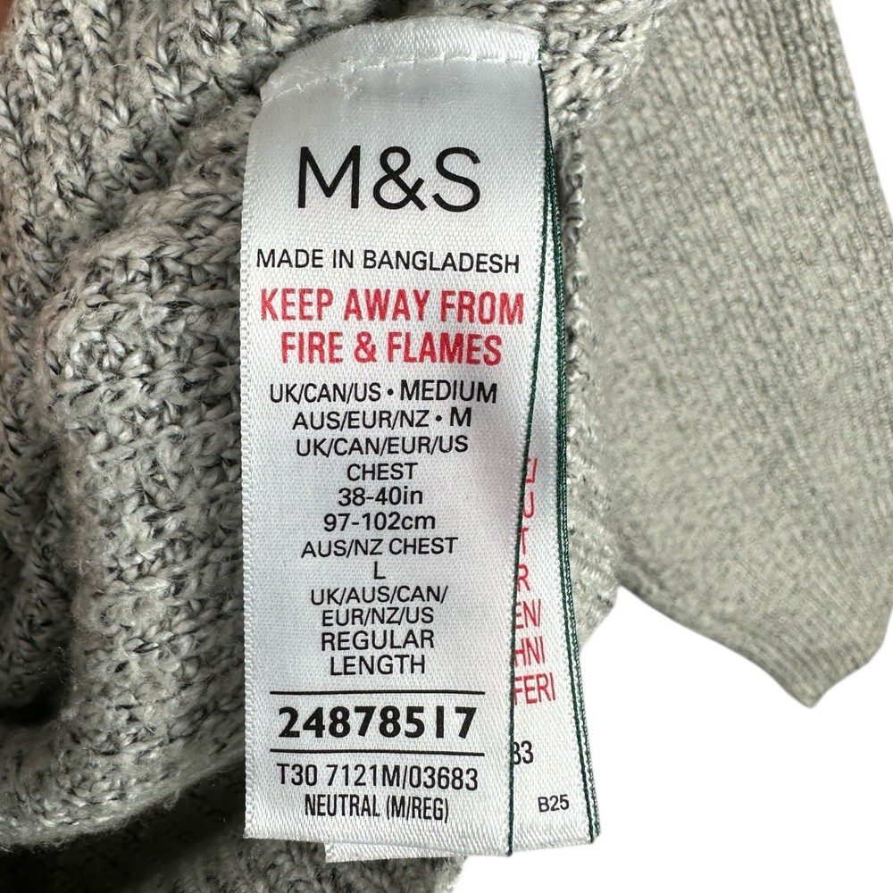 Marks & Spencer’s Chunky Knit Pullover Jumper - Grey - Mens Medium