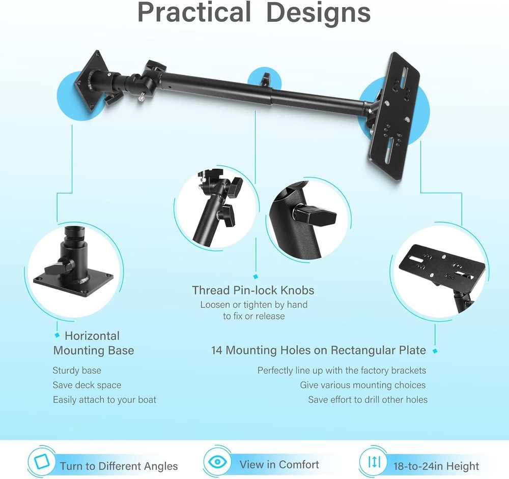 Marine Electronic Mount Fish Finder & Chartplotters Mount 350 Degree Adjustable