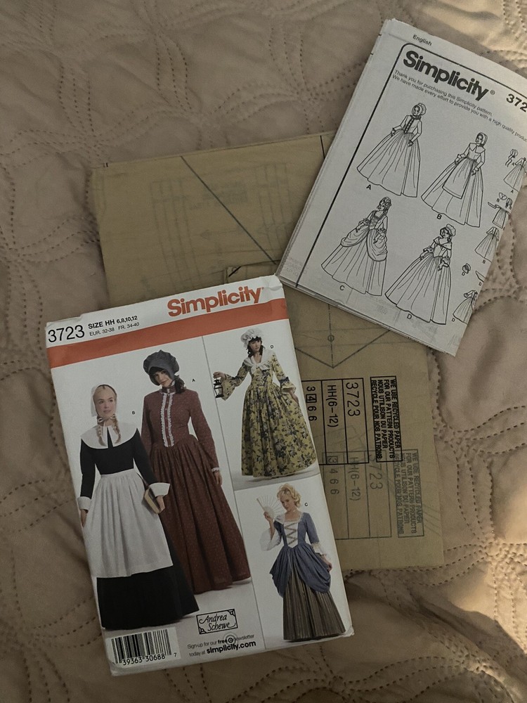 SIMPLICITY PATTERN COSTUMES PILGRIM Prairie 6-12 UNCUT 3723
