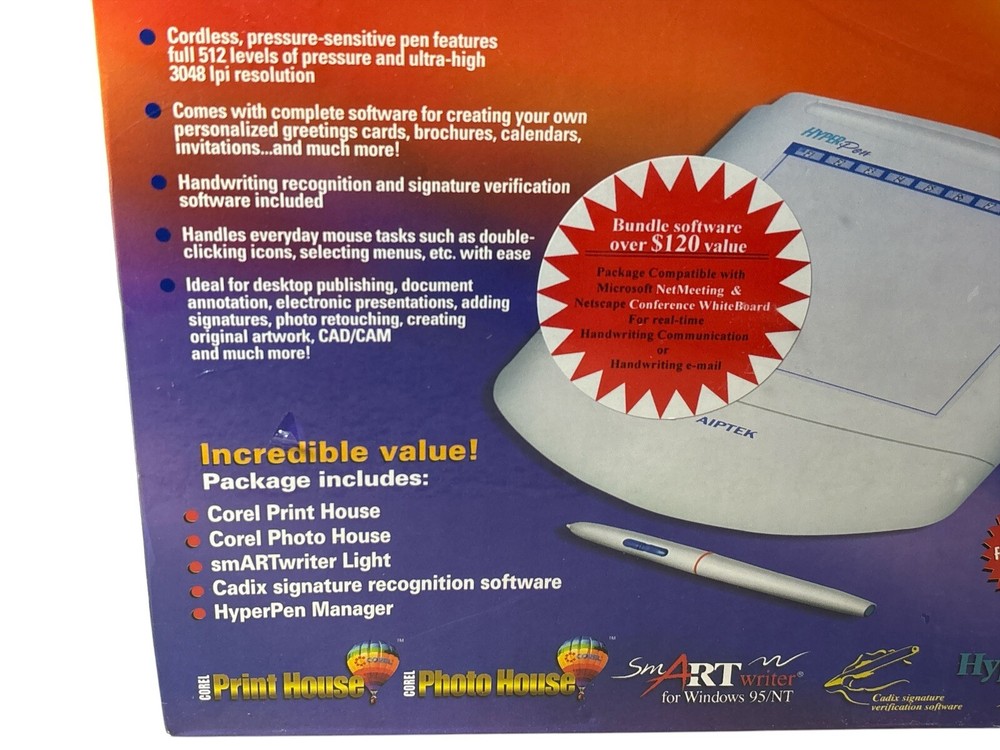 NEW Aiptek HyperPen 5000 4x5 PC Computer Tablet w/ Cordless Hyper Pen draw/write