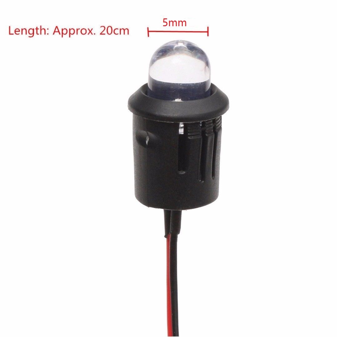 3V 5V 12V 5MM LED Diode Light Clear 20cm Cable Pre-Wired With Plastic Holder