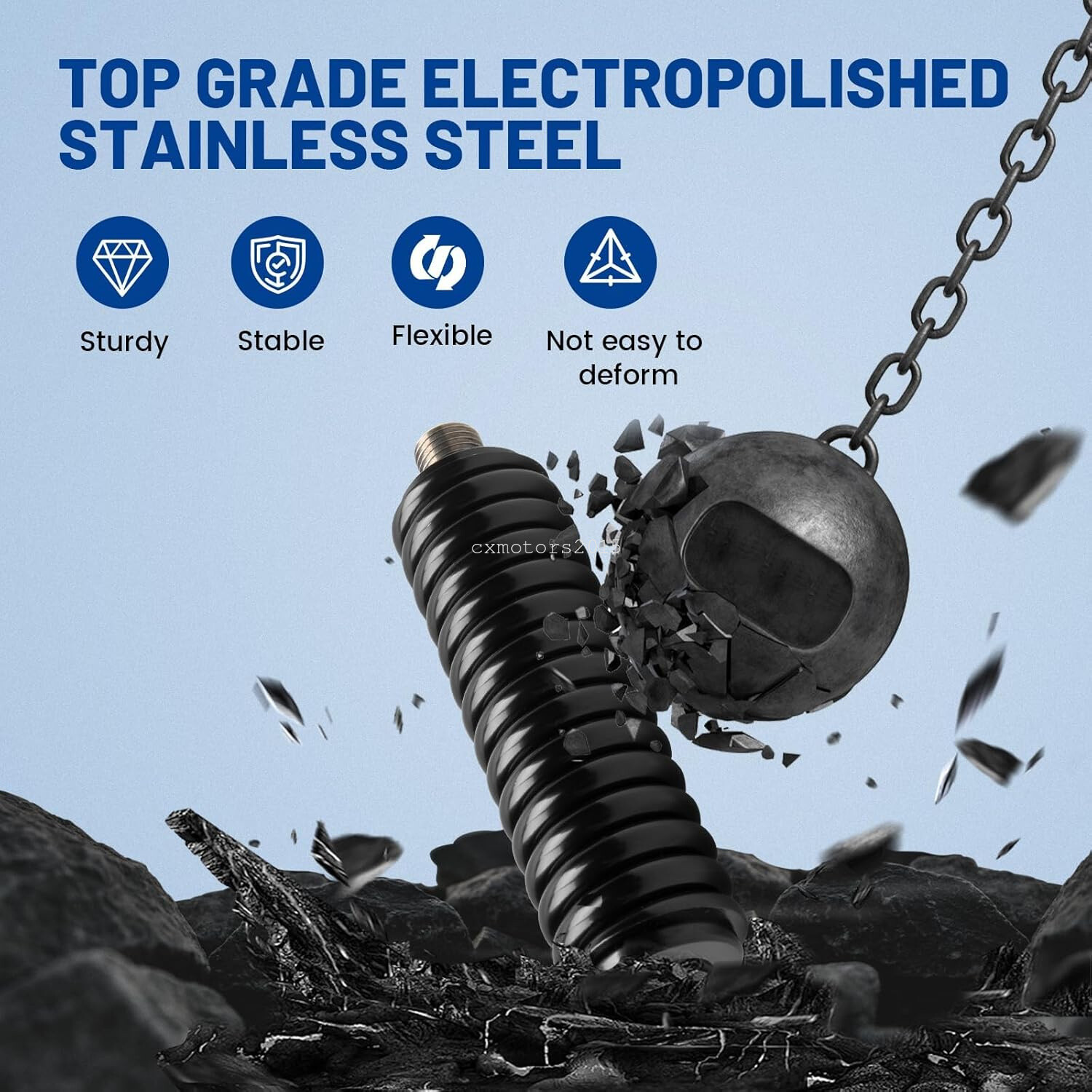 SS-3H Heavy Duty CB Radio Antenna Spring Mount 3/8" x 24 Threads UTV ATV Trucks