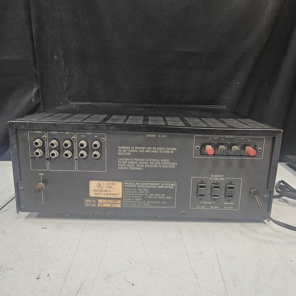 Vintage MCS Component System Stereo Integrated Amplifier 3837