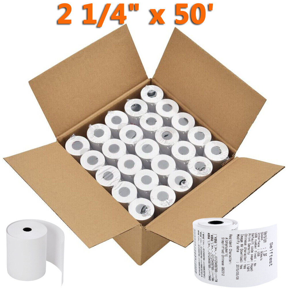 2-1/4" x 50' Thermal Credit Card Cash Register POS Receipt Paper 5 - 500 Rolls