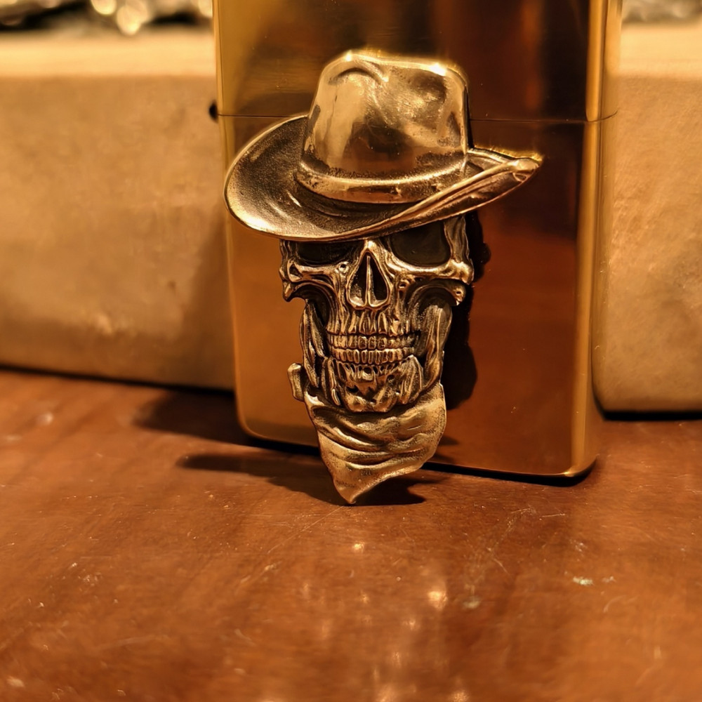 High-Quality Skull Cowboy Patch Kerosene Lighter (Does Not Include Lighter)