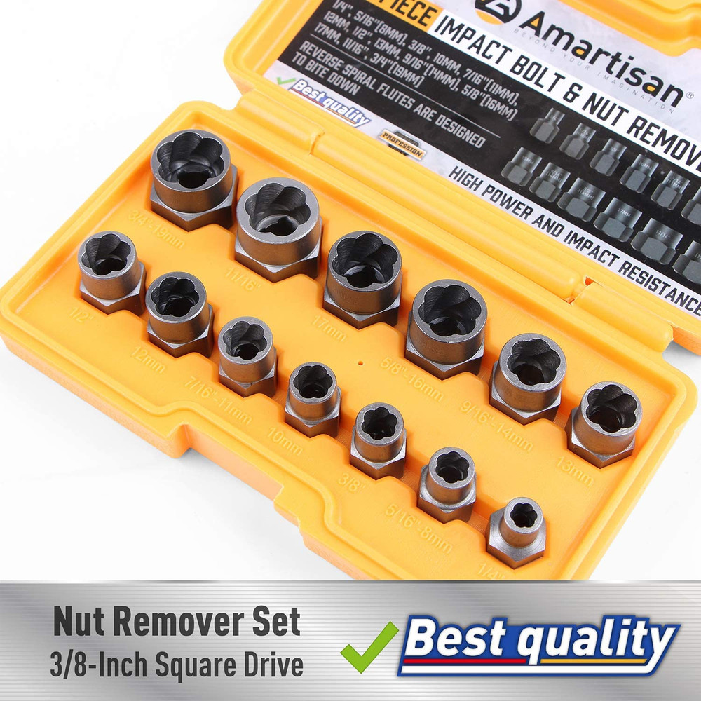 Amartisan Impact Bolt Extractor Tool, 13PC Bolt Nut Removal Extractor Socket Too