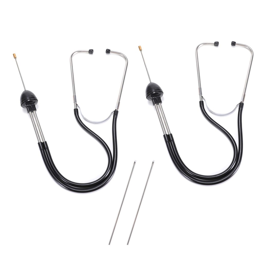 Lamoutor 2Pcs Automotive Mechanic Stethoscope Engine Tool Black