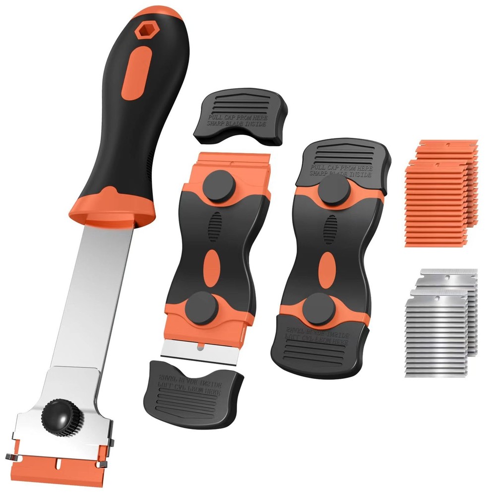 3 Pack Razor Blade Scraper Set, Includes 30 Plastic & 30 Metal Blades, Multi-Pur
