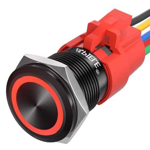 19mm Momentary Push Button Switch On Off Aluminium Black Shell Black Shell-Red