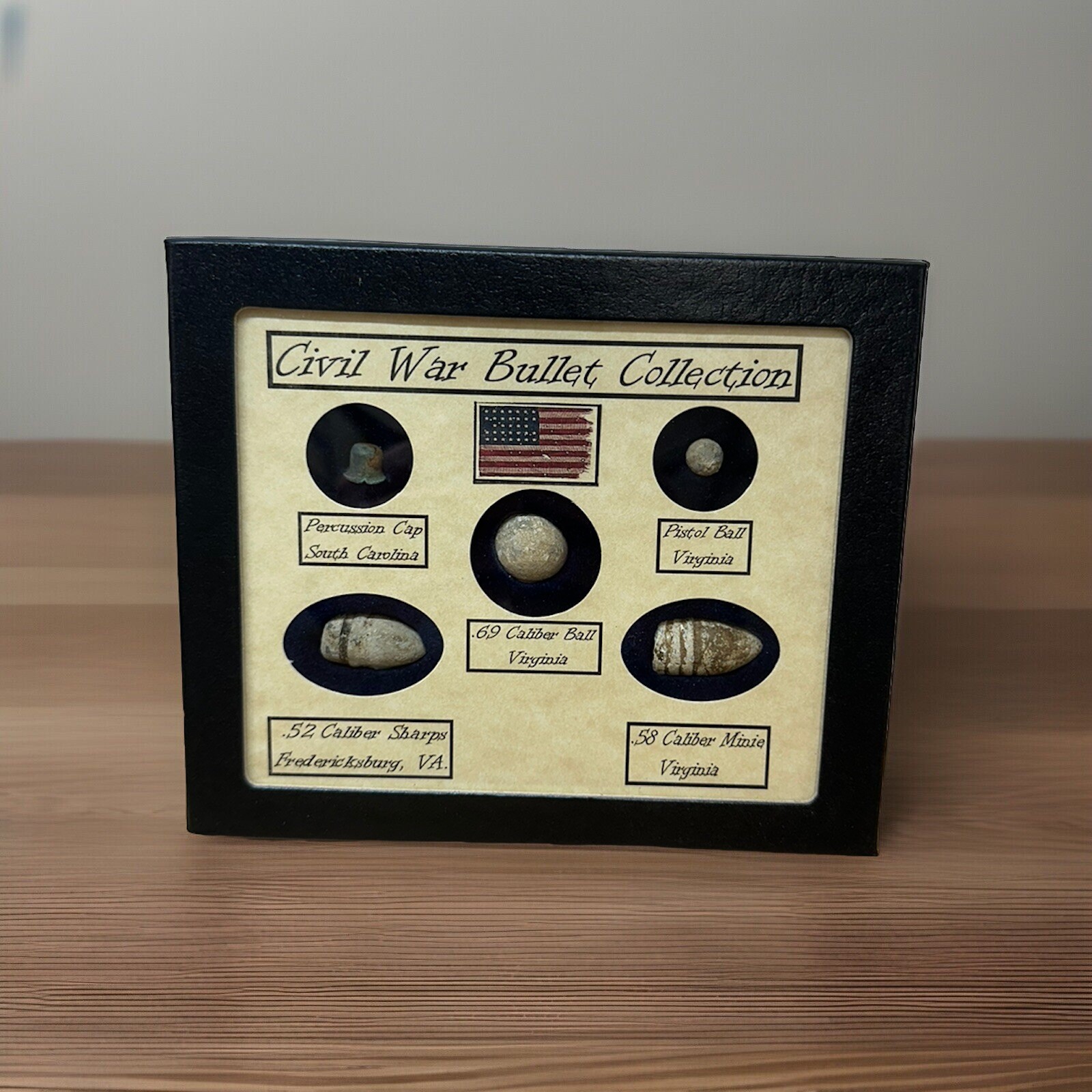 American Civil War Starter Collection Bullets in Display Case (5 Piece) with COA