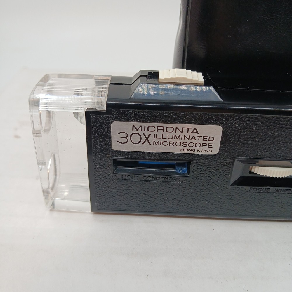 Vintage Micronta 30X Illuminated Microscope with Case Hong Kong Working