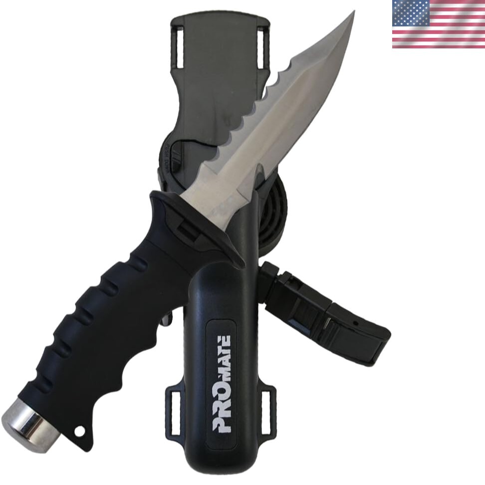 Full Tang Sharp Tip Diving Knife with Adjustable Straps and Quick Release Sheath