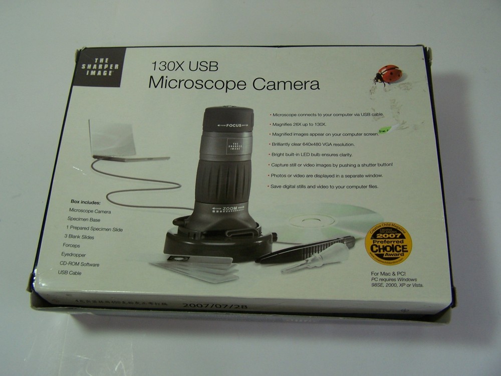 The Sharper Image 130X USB Microscope Camera Open Box For Mac & PC Never Used