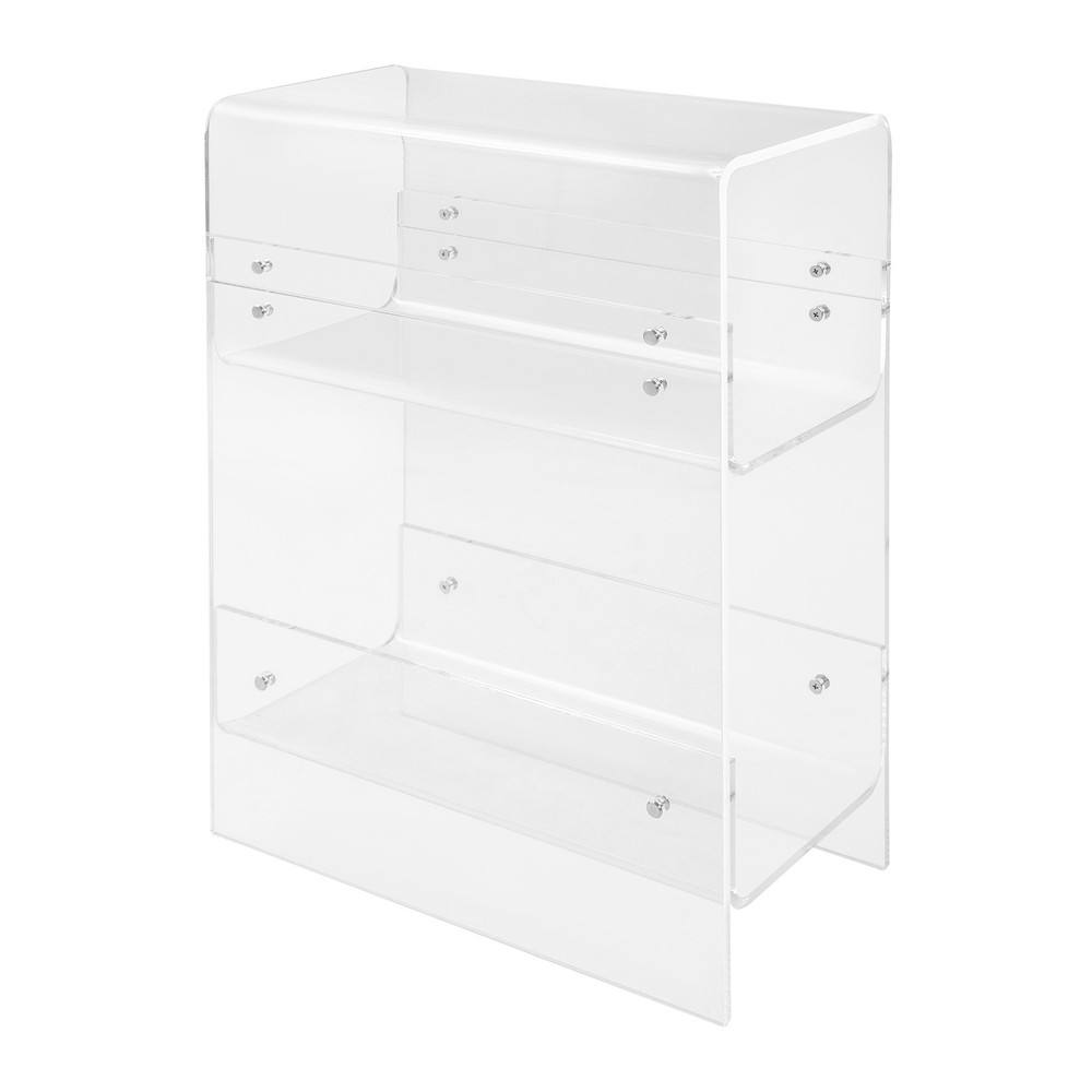 Side Table, Narrow End Table for Small Spaces, 3-tier Clear Acrylic Side Table