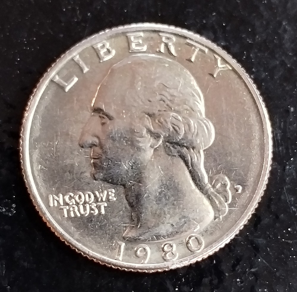 1980P Uncirculated ,Mint! Washington quarter  ERRORS! FILLED IN MINT MARK!