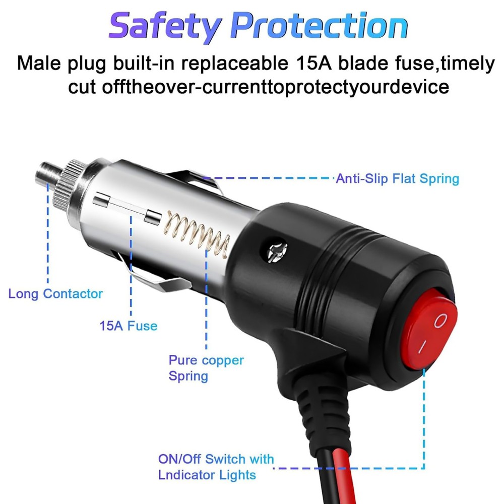 12-24V 10A Input/Output Universal Car Cigarette Lighter Splitter Adapter