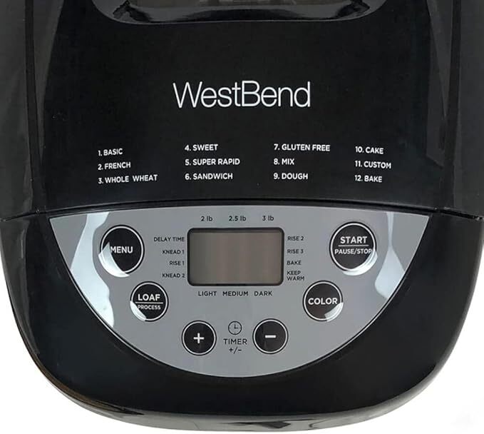 West Bend Hi-Rise Bread Maker Programmable Horizontal Dual Blade with12 Programs