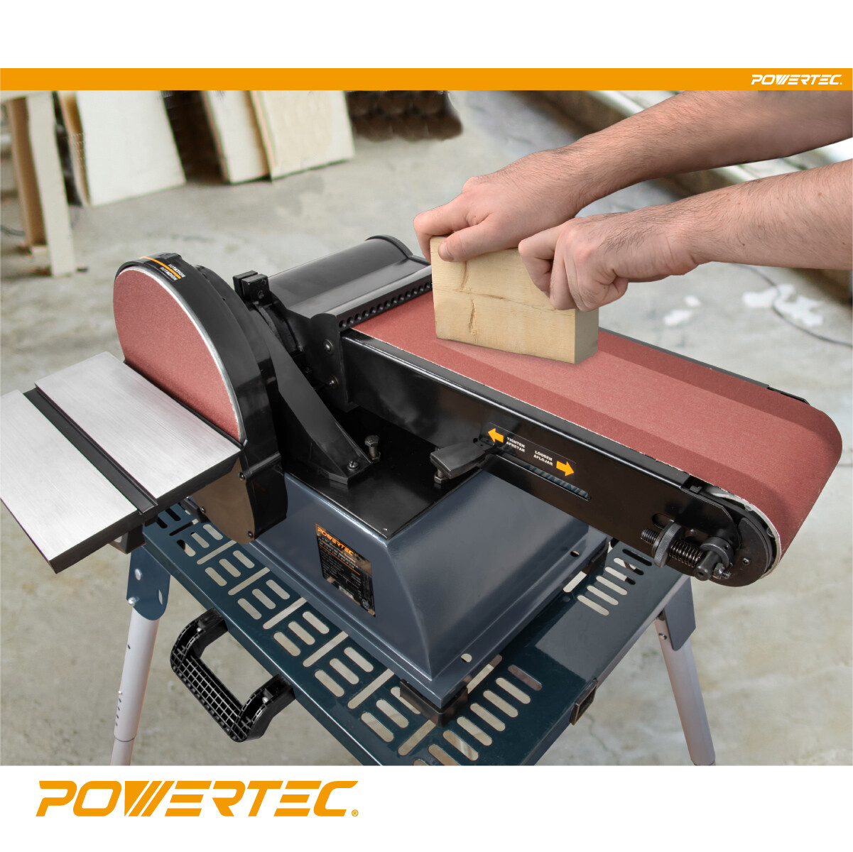 POWERTEC 60 Grit 4 x 36" Sanding Belt Aluminum Oxide Sandpaper, 10 PK (110630)