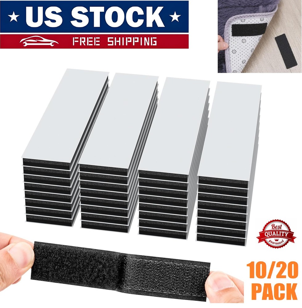 20× Heavy Duty Hook & Loop Adhesive Strips Sticky Back Fastener 4'' Double-Sided