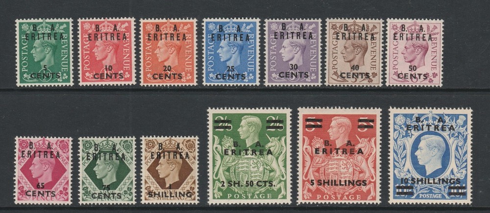 Eritrea 1950 Complete set SG E13-E25 Mnh.