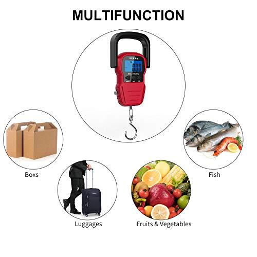 Fish Scale with Backlit LCD Display, Digital Portable Hanging Scale Max Cap110Lb