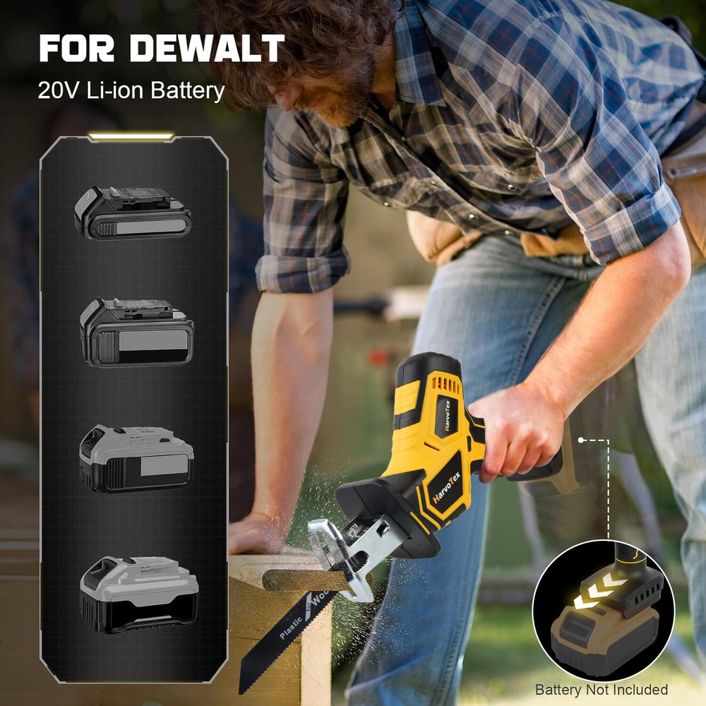 Brushless Cordless Reciprocating Saw for Dewalt 20V Max Variable Speed Tool Only