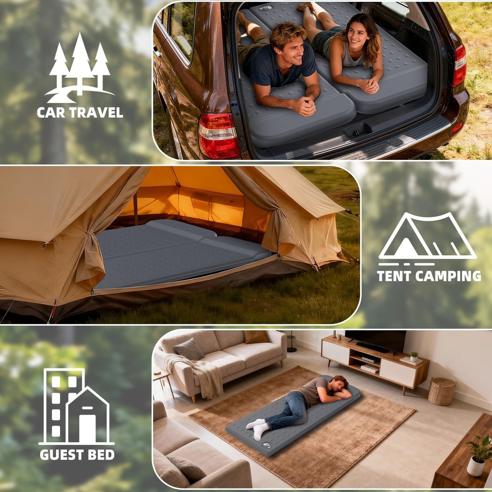 KASIMO Memory Sleeping Pad for Camping, 3" Compact Ultra-Thick Foam Sleeping ...