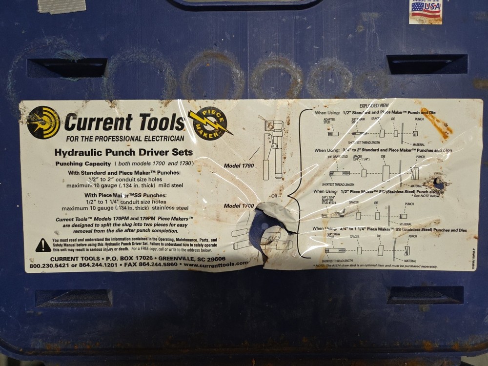 Current Tools Hydraulic Punch Driver Set 179PM with 1/2-2" Punches Plus Case