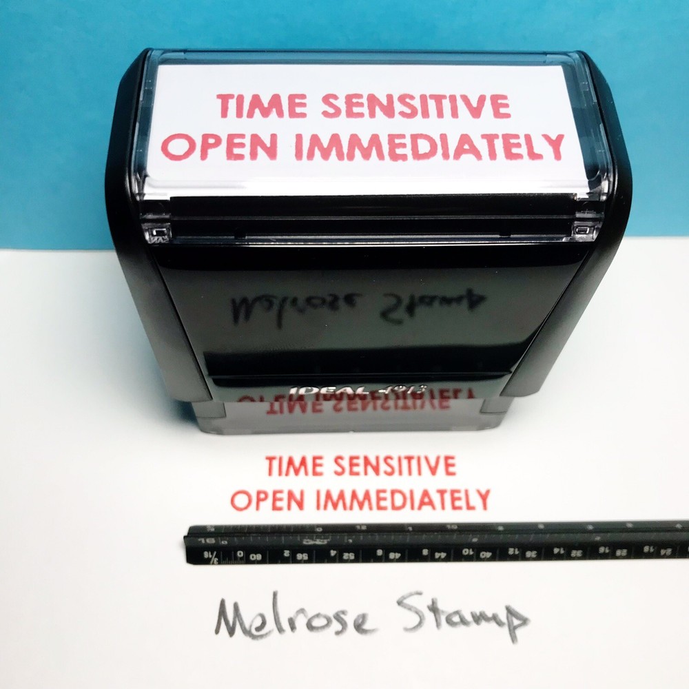 Time Sensitive Open Immediately Rubber Stamp Red Ink Ideal 4913