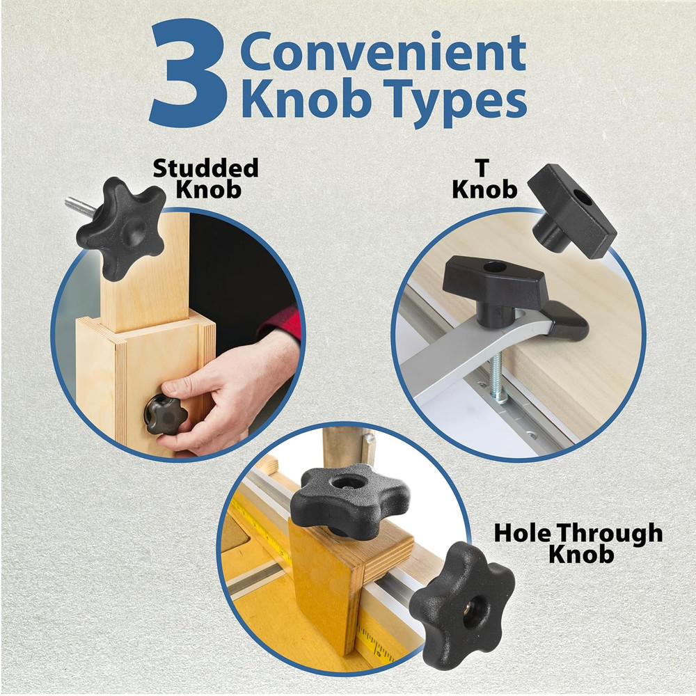 46 PC T Track Bolts Knobs Kit 5/16”-18 T Bolts Threaded Knobs T Track Woodworker