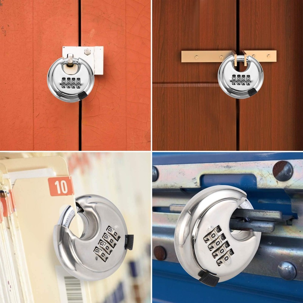 Round Combination Lock, Uncuttable Combination Disc Padlock, 3/8 Inch Shackle...