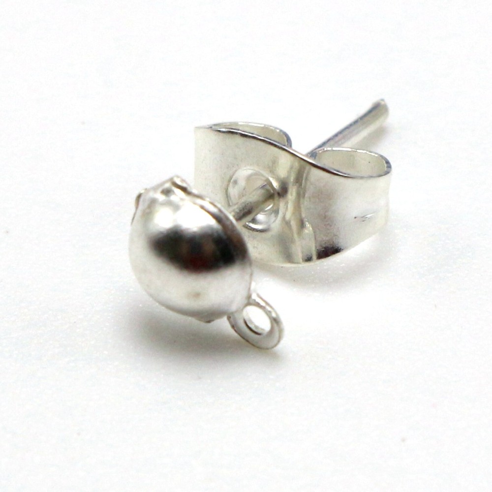 100 Pcs Silver Earring Ear Post Stud with Loop & Stopper Dangle Earring Jewelry