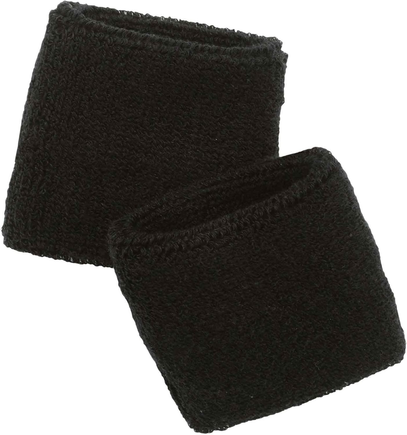 Comfortable Unisex Black Terry Cloth Wristbands - 2-Pack for Workout Essentials