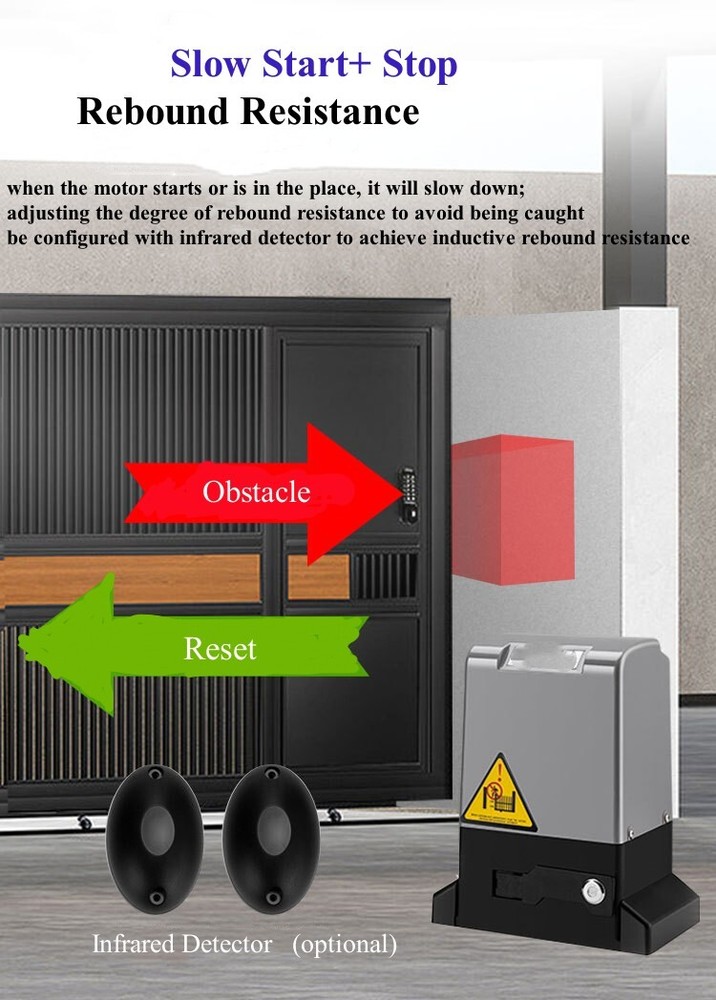 4400lbs Automatic Sliding Gate Opener Rack Driven with 2 Remotes & Complete Kit