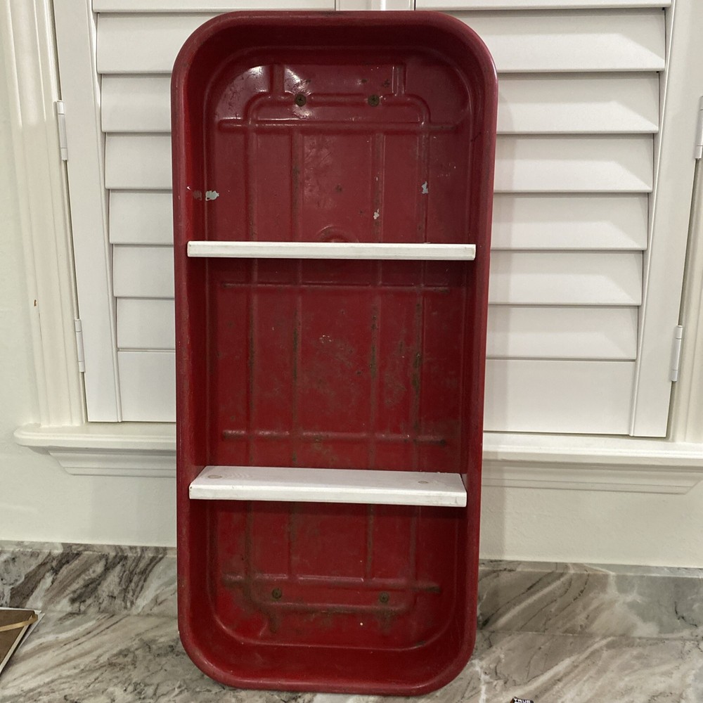 Vintage Red Flexible Flyer Repurposed Wagon Wall Shelf