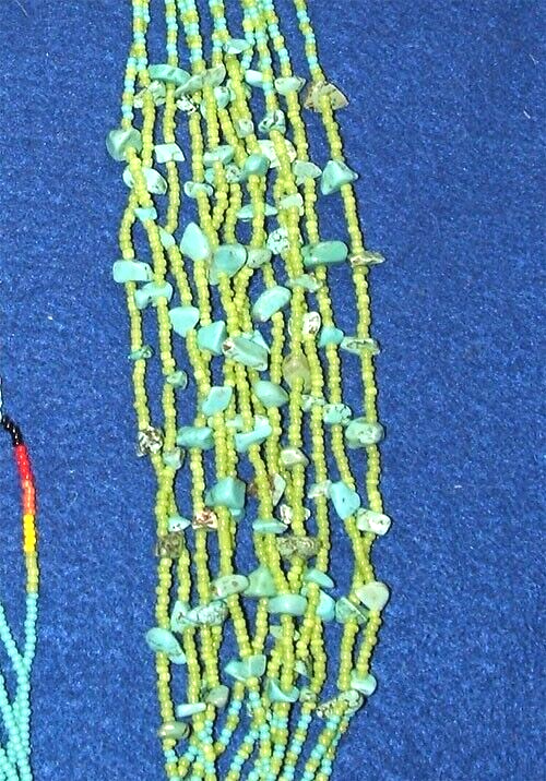 Mesa Style Beaded Corn Necklace w/ Turquoise Handmade Native Regalia 34" loop