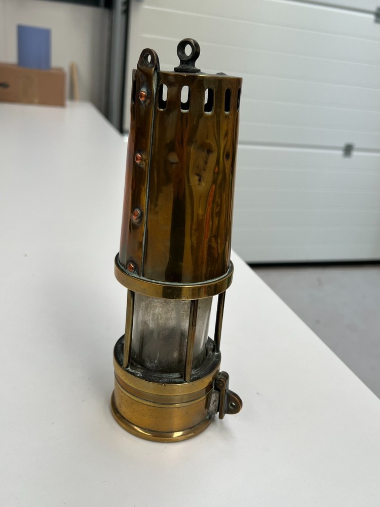 RARE UNUSUAL OLD BRASS MINERS LAMP - INFO WELCOME
