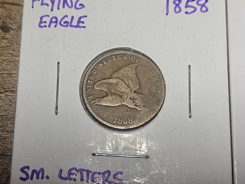 1858 1C Large Letters Flying Eagle Cent