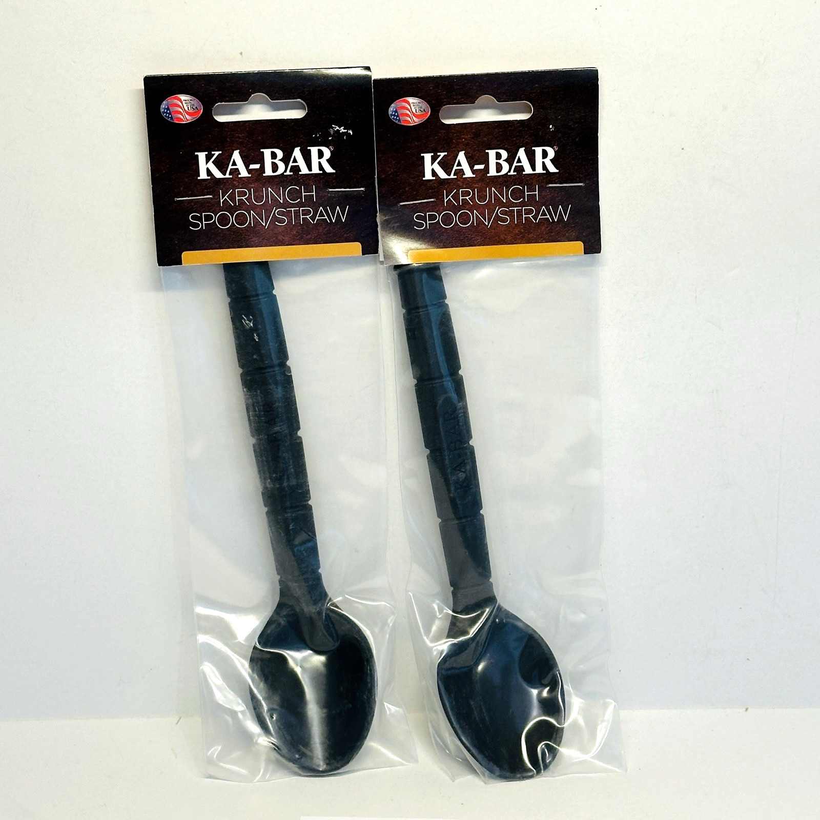 KA-BAR SET OF 2 Krunch Spoon-Straw Black Polymer Creamid 9924 USA