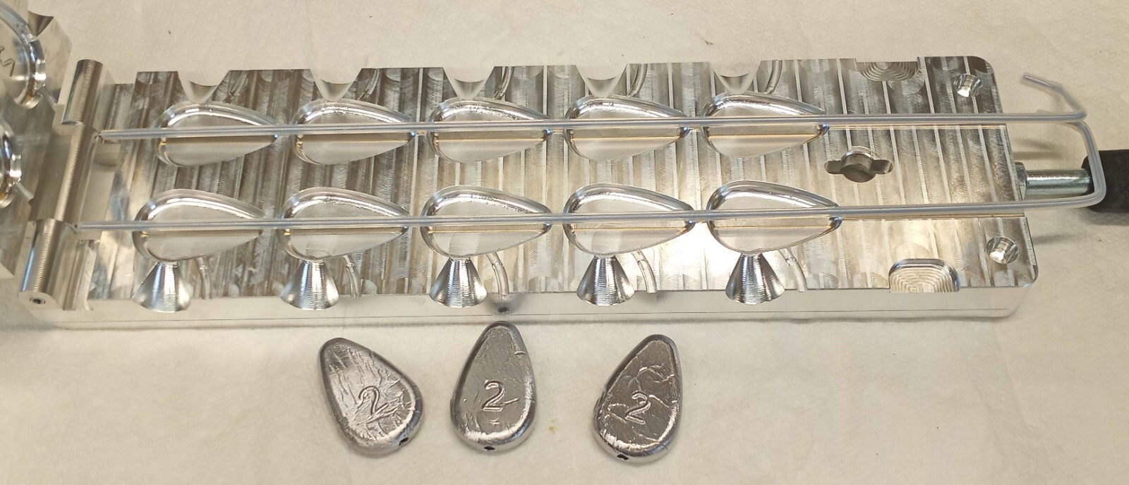 2 oz No Roll Sinker Mold -   10 CAVITY Production Mold