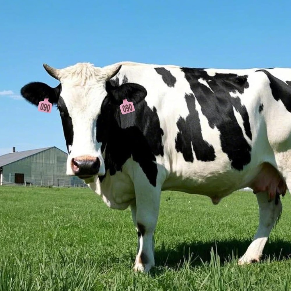 Ranch-Ready Pink Cattle Ear Tags 100 Count – Durable Tags with Applicator