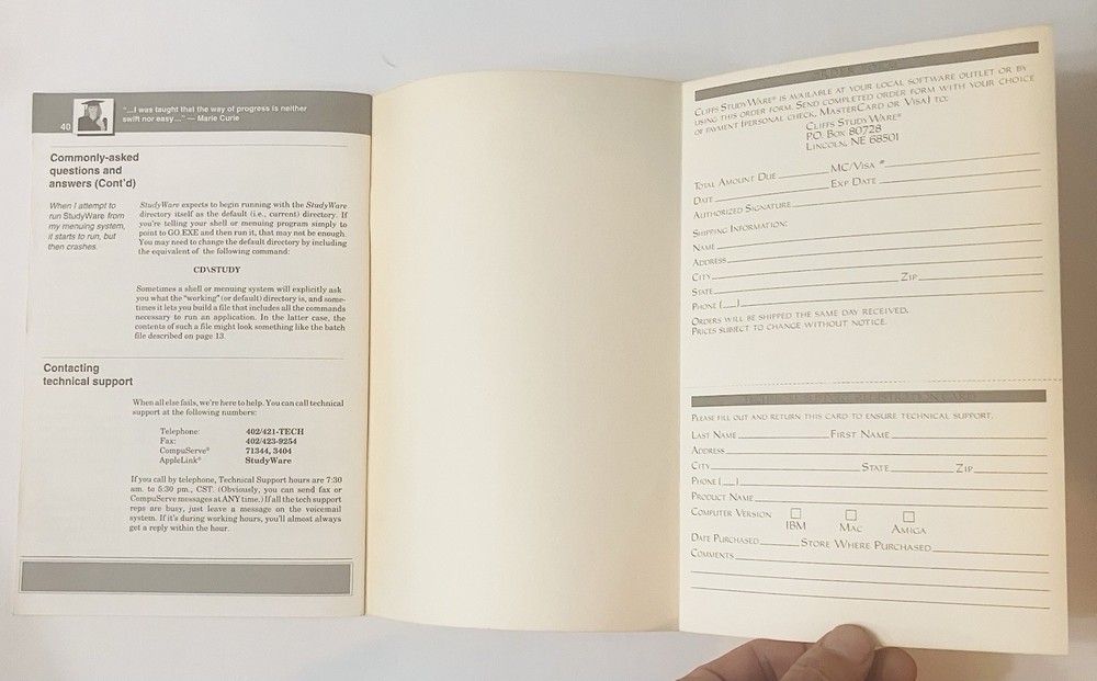 1993 Cliffs StudyWare Course Review User’s Manual, IBM Version Vintage Guidebook