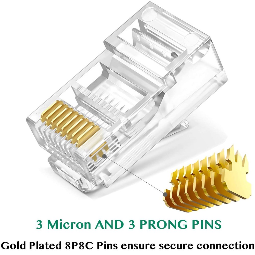 100pcs RJ45 Pass Through Modular Plug Network Cable Connector End 8P8C CAT6 CAT5