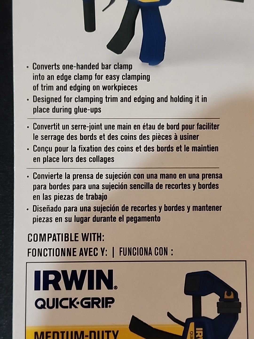 NEW 5 Pack- IRWIN 1964755, QUICK-GRIP, Edge Clamp for Medium-Duty Clamps