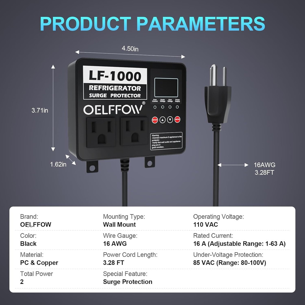 Refrigerator Surge Protector Time Delay and Real-Time Display Voltage Protector