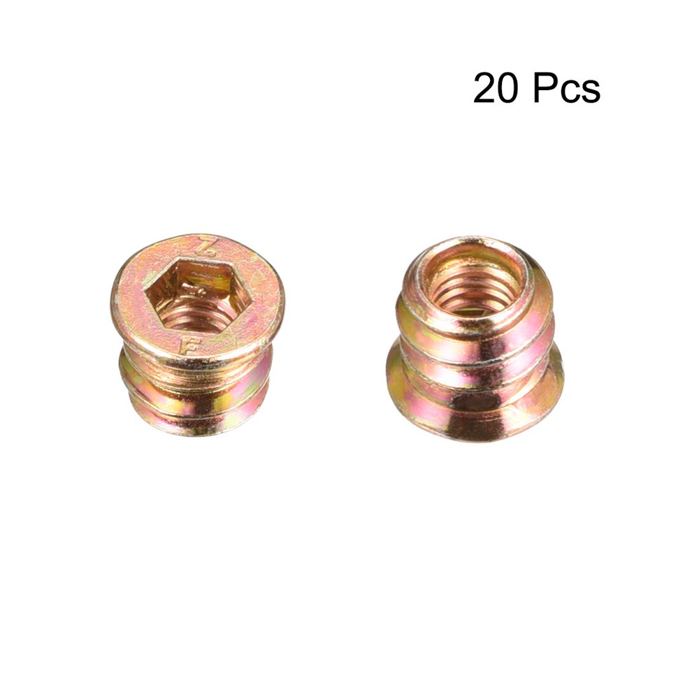Wood Furniture M6x10mm Threaded Insert Nuts Interface Hex Socket Drive 20pcs