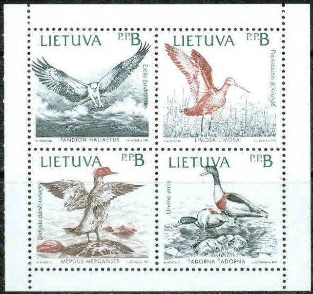 LITHUANIA– 1992 – BIRDS – VF**