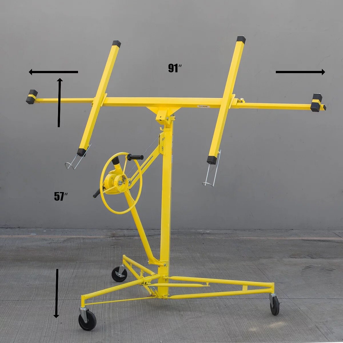 16' ft 150lb Capacity Drywall Panel Hoist Lift Up Rolling w/ Casters, Yellow