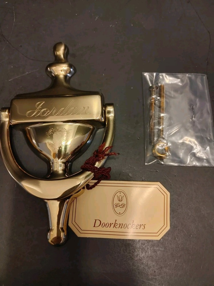 Vintage Solid Brass Door Knocker - Made Spain - Engraved JORDAN