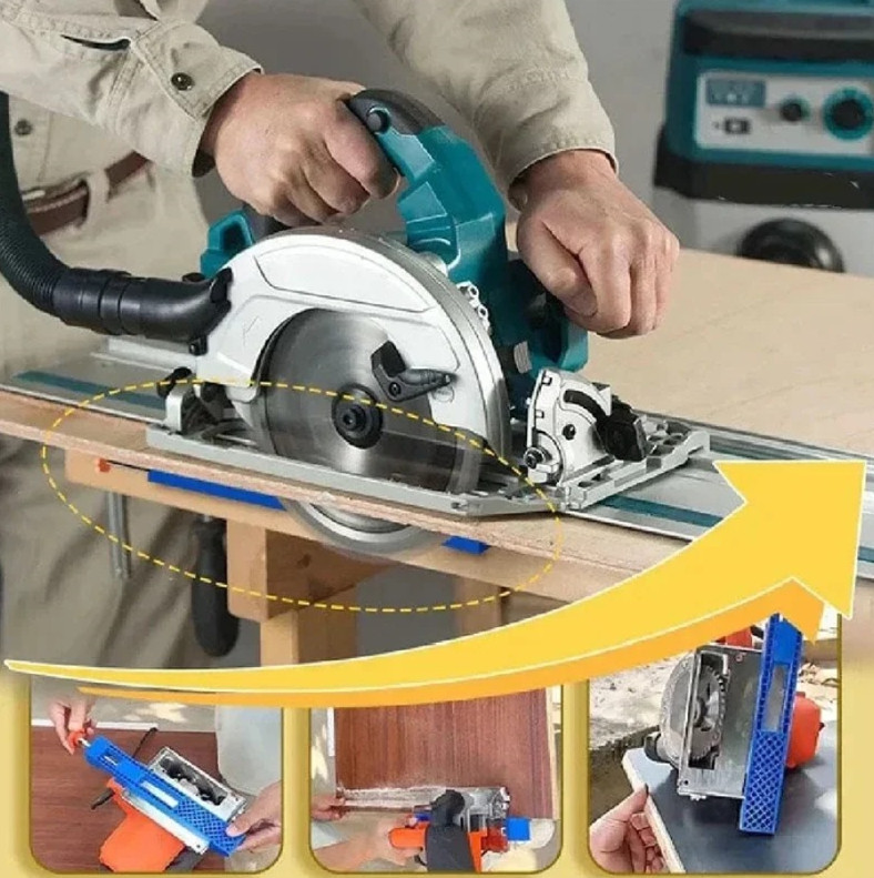 1pc Plastic Adjustable Circular Saw Base Guide Rail Positioning Clamp - NEW